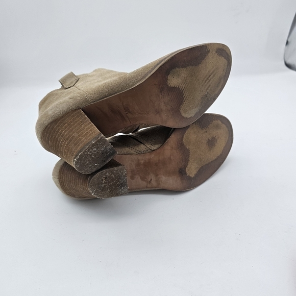 Madewell Sz 6 1/2 Billie Bootie Otter Beige E0192 Tan Zip Up Suede - Picture 8 of 13